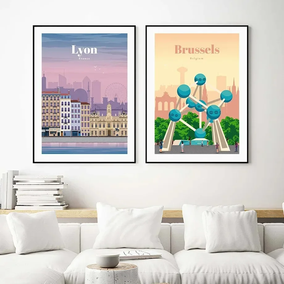 Canvas Painting Wall Art Paris Brussels France Belgium Printmaking Living Room Decoration