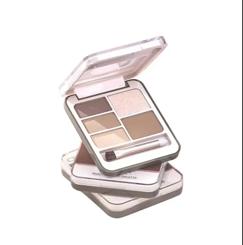 Judydoll All-in-one Multi 5 colori tavolozza ombretto fard evidenziatore rifinitura sopracciglia occhi cosmetici portatili per trucco naturale