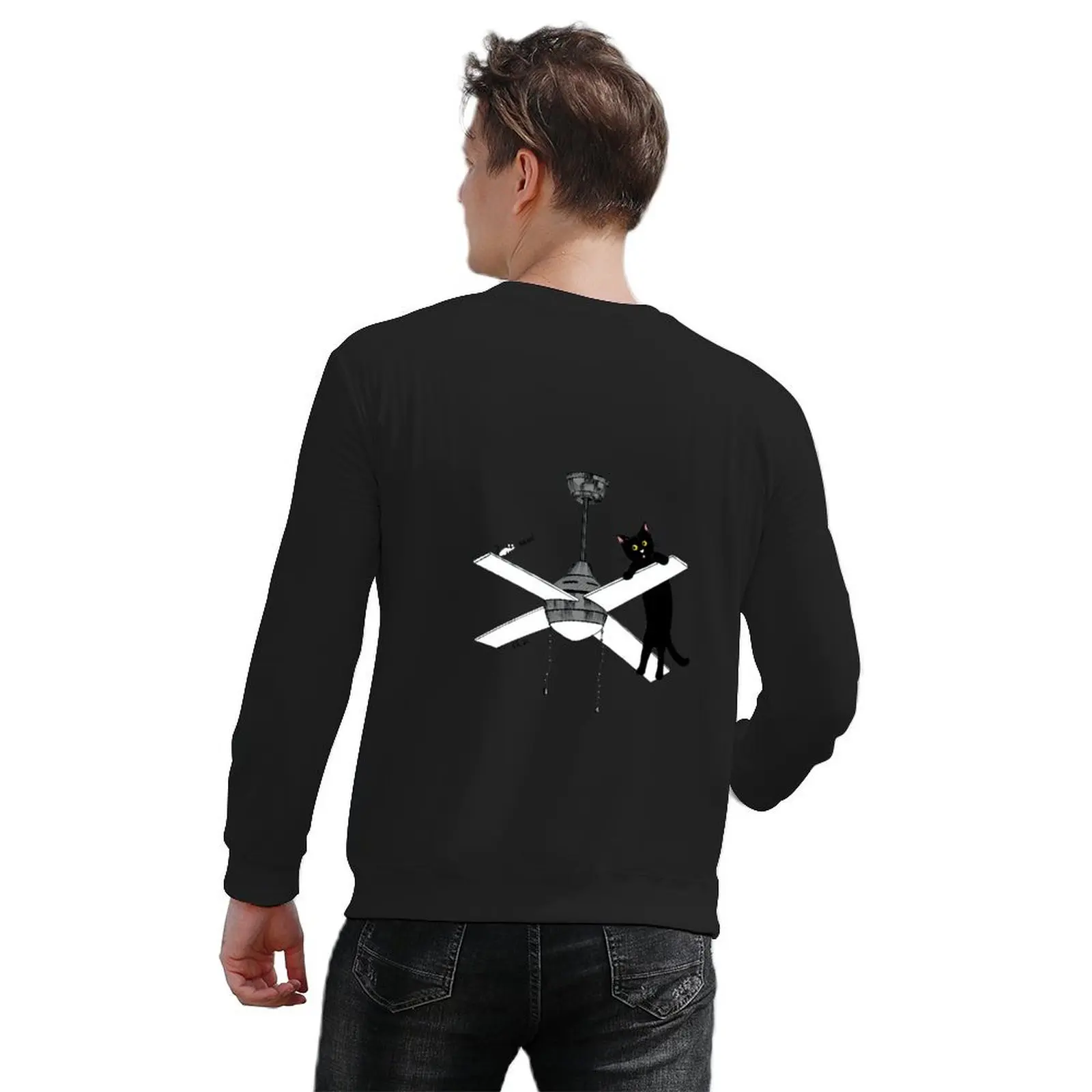 Cat vs Ceiling Fan Pullover fashion men men's coat anime clothes anime clothing sweatshirt men