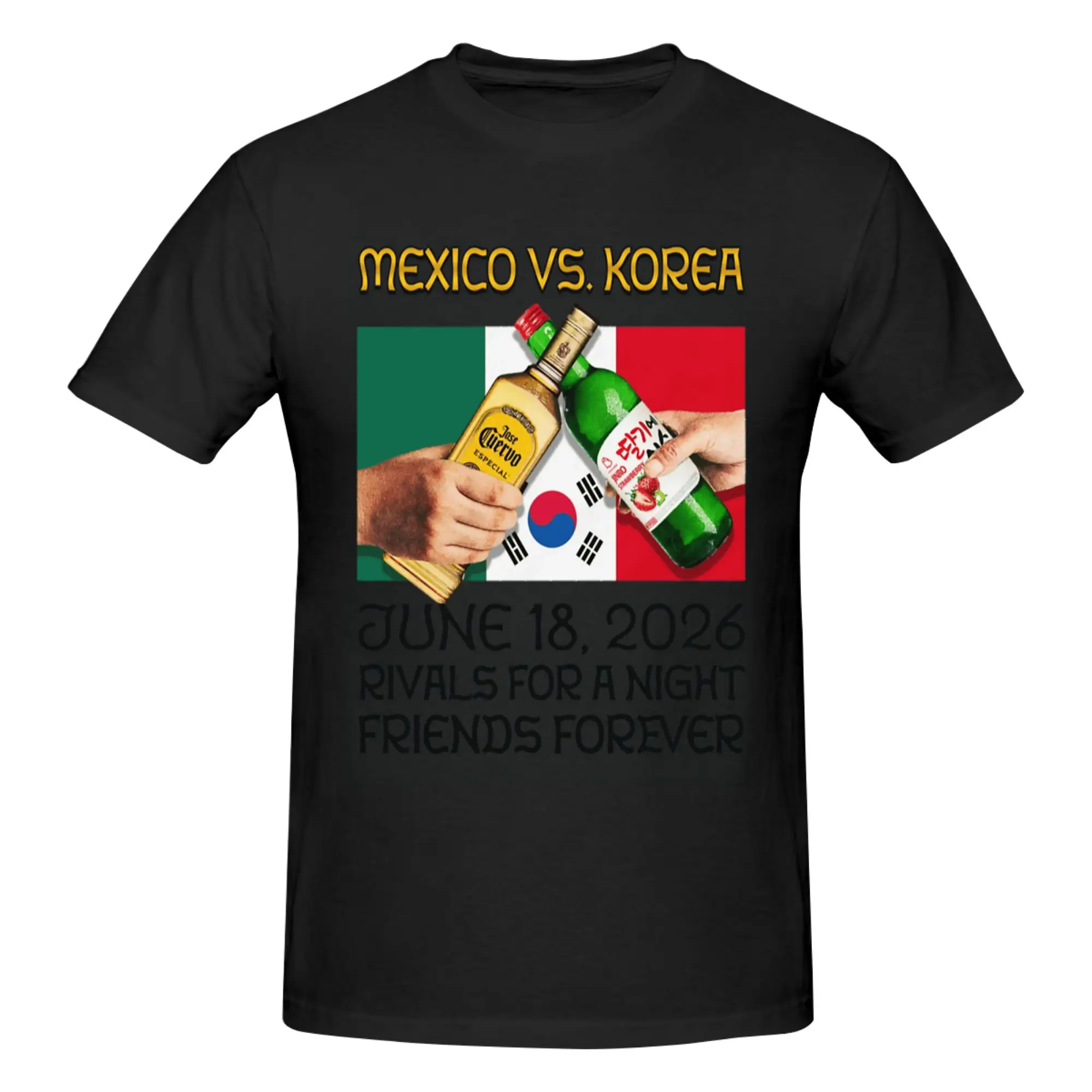 Camiseta divertida con estampado de México vs Corea, rivales por una noche, amigos para siempre, promoción, camiseta estampada para hombre, camisetas unisex