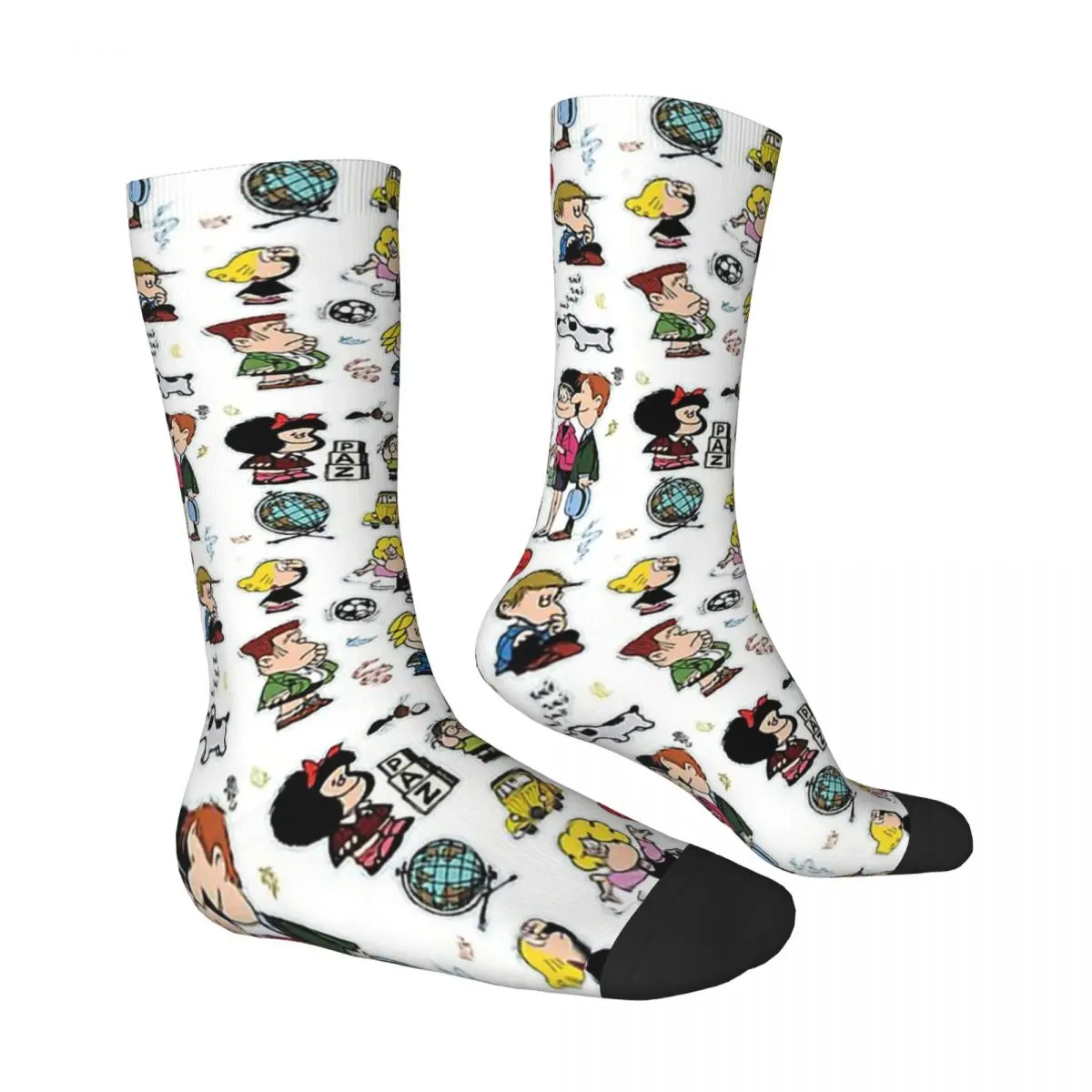 And Her Characters Mafalda Miguelito Comic Kawaii Drawstring Socks School Cartoon Pattern Socks harajuku Men Happy hip hop