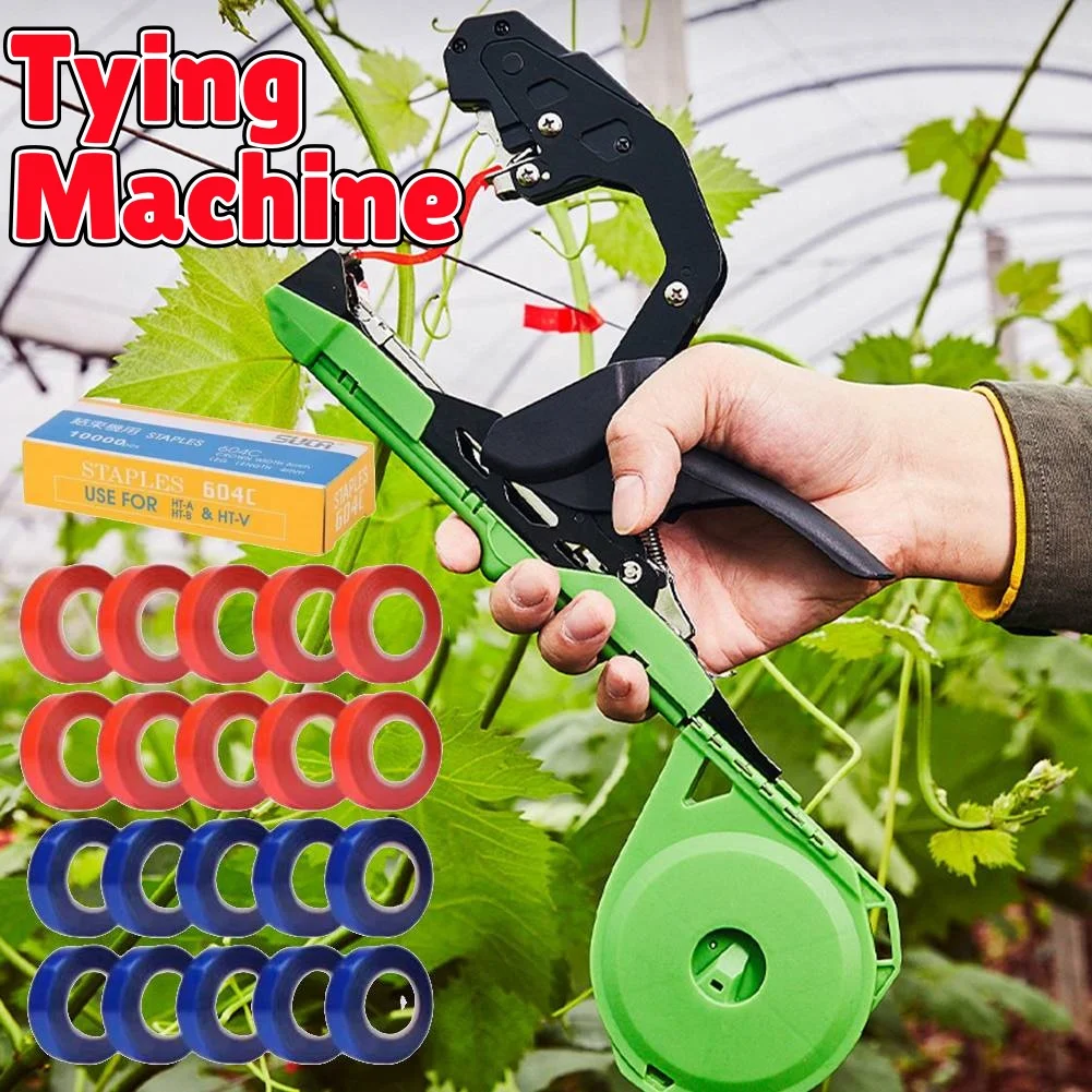 Машина для связывания растений, садовых растений, ленточный инструмент + 10/20 рулонов, набор лент для овощей, винограда, помидоров, огурца, перца, цветов, садовый инструмент Машина для связывания растений, садовых растений, ленточный инструмент + 10/20 рулонов, набор лент для овощей, винограда, помидоров, огурца, перца, цветов, садовый инструмент