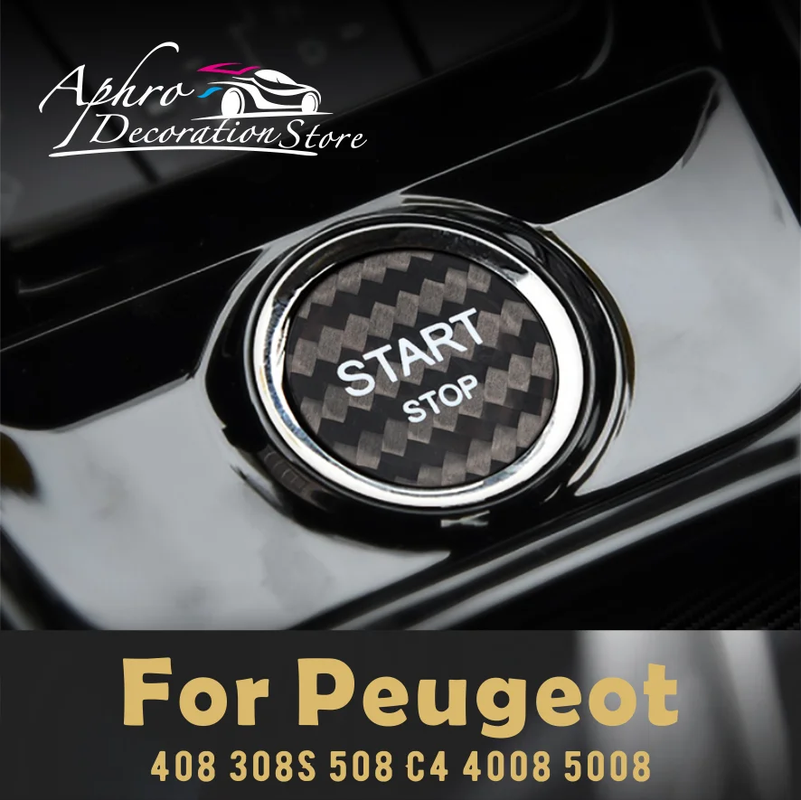 Carbon Fiber Start Stop Switch Car Engine Button Sequins Sticker Trim For Peugeot 408 308S 508 C4L 4008 5008 508L DS5 DS4 DS6