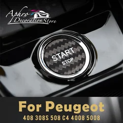 Carbon Fiber Start Stop Switch Car Engine Button Sequins Sticker Trim For Peugeot 408 308S 508 C4L 4008 5008 508L DS5 DS4 DS6