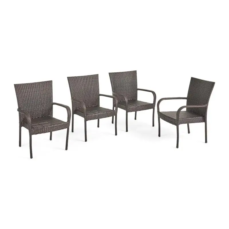 

Wicker Stacking Chairs Set of 4 for Patio or Garden, Outdoor Furniture, Lightweight & Durable Design
