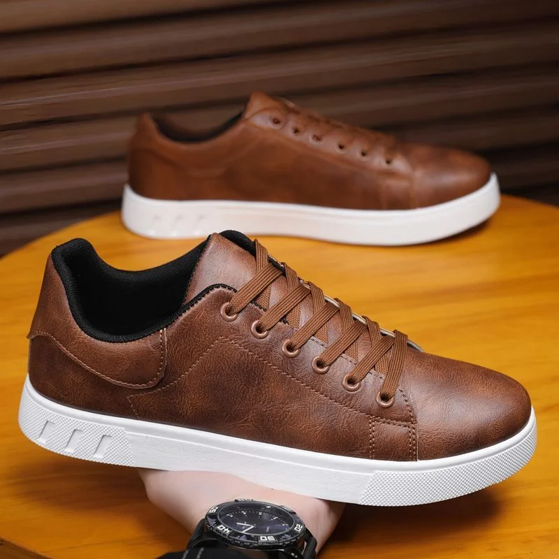 أحذية كاجوال بدون كعب أحذية رياضية من الجلد البريطاني أحذية مسطحة أحذية كلاسيكية للرجال من الجلد لربيع وصيف أحذية بدون كعب عصرية جديدة #5