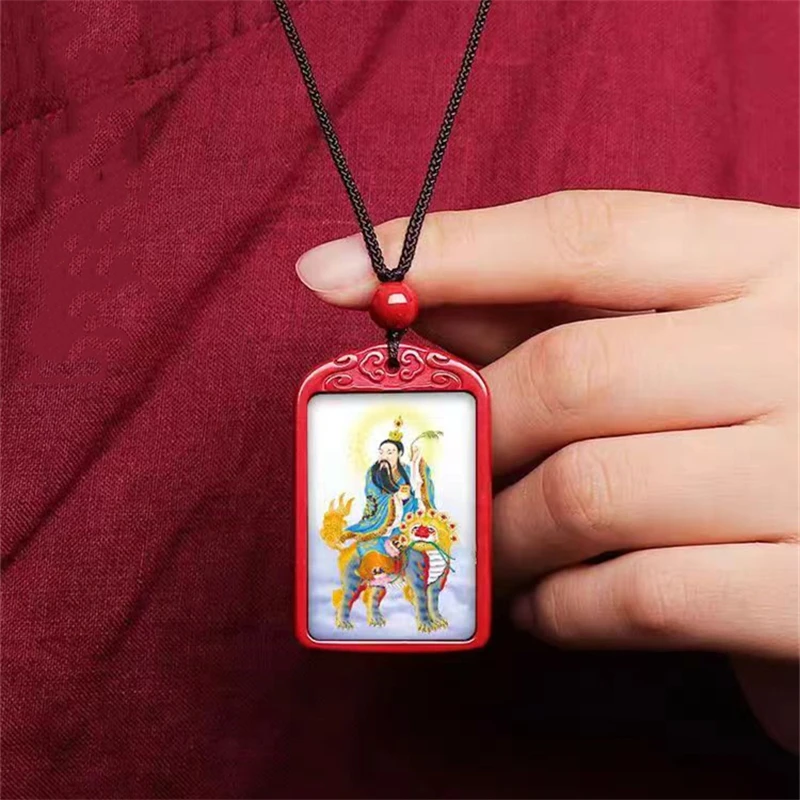 Taoist Taiyi Jiu Ku Tian Zun pendant, cinnabar amulet, keychain, auspicious and good luck pendant, men's and women's portable pe