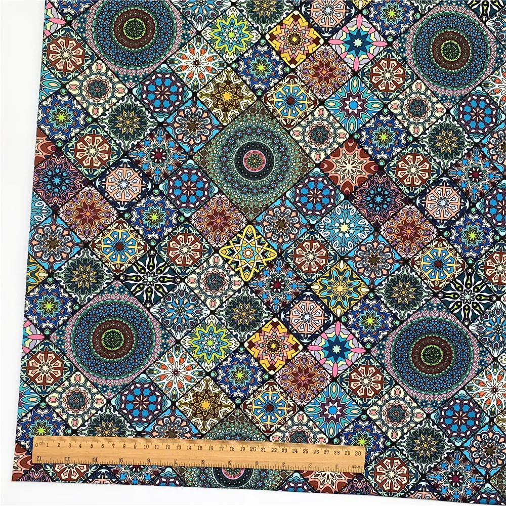 Retro Bohemian Style Mandala 100% Cotton Printed Boho Fabric Sewing Clothes DIY Doll Dresses Handmade Patchwork Table decoration