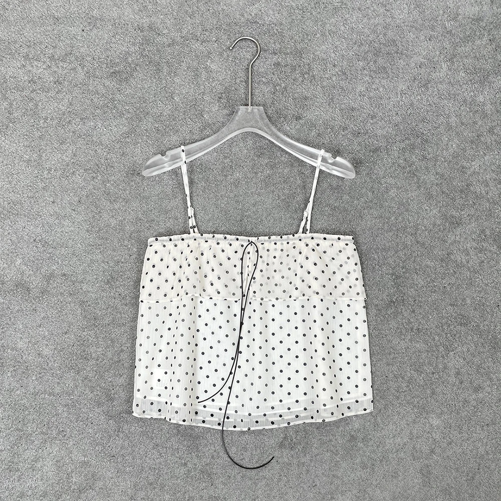 

Slim Fit Women's Camisole Vest Y2K Polka Dot Print Elegant Plunge Top for Summer Fashion Commuter Wear