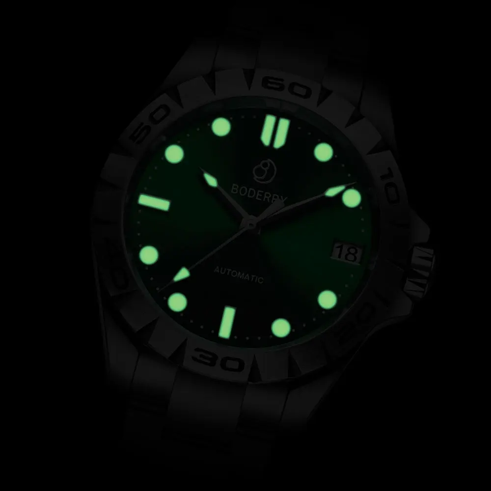 BODERRY Mens Automatic Watches 41.5MM Military Watch Luxury Mechanical Wristwatch 50m Waterproof Sapphire Luminous Hangzhou 7500