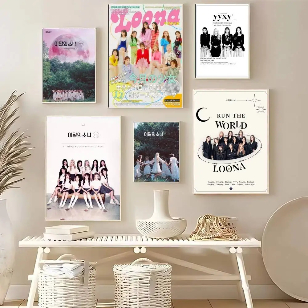 Korea Kpop Band L-Loona Kpop Poster High Quality Dorm Living Room Aesthetic Wall Decoration Painting Stickers Gift