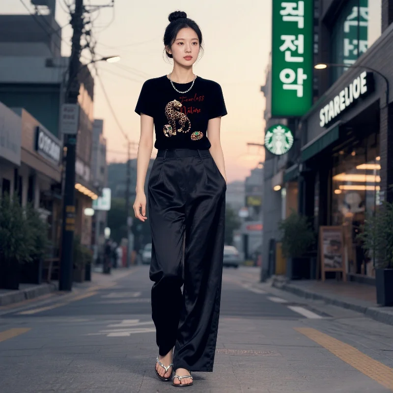 

Модельер Высококачественная хлопковая женская футболка с красными буквами и бриллиантами и леопардовым принтом