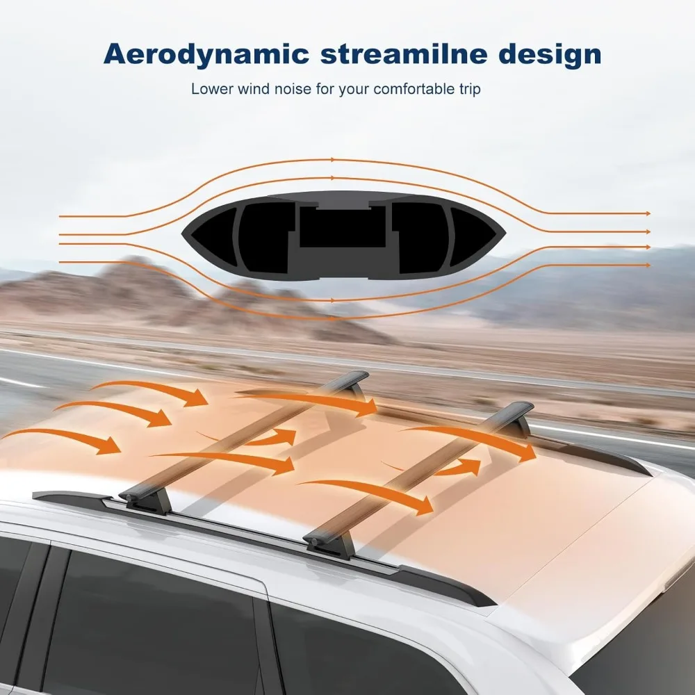 165 رطل من الألومنيوم حامل سقفي قضبان متقاطعة لسيارة Honda Pilot 2009-2015 مع قضبان جانبية، يناسب صندوق شحن قارب الدراجة وقوارب الكاياك