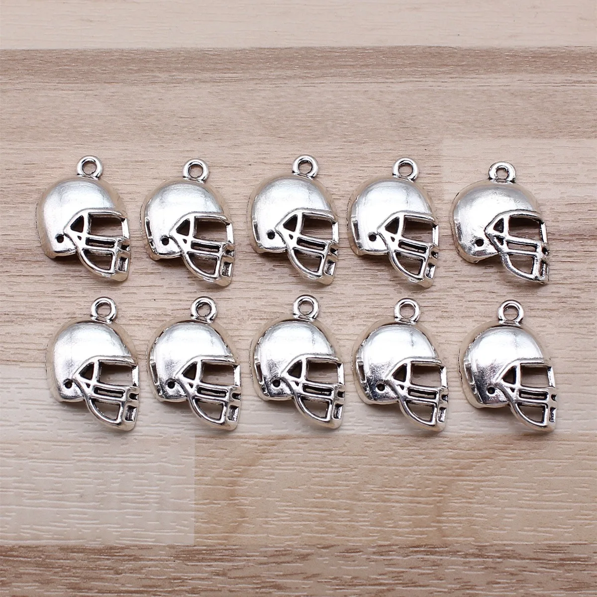 IFOCUS 10pcs/Lot Football Helmets Charms For DIY Jewelry Making Zinc Alloy 20x15mm/0.79x0.59inch