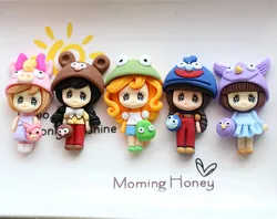 Cartoon Fridge Magnet Cute Little Girl Resin Refrigerator Magnets Lovely Princess Wearing A Hat Magnet Home Decor Accessories