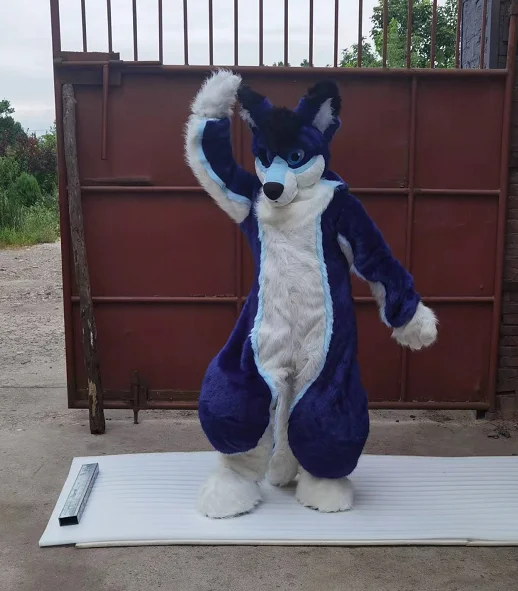 

Furry Mascot Blue Husky Dog Cat Fox Prop Fursuit Fursona Clothing Suit Xmas Easter Festival Adult