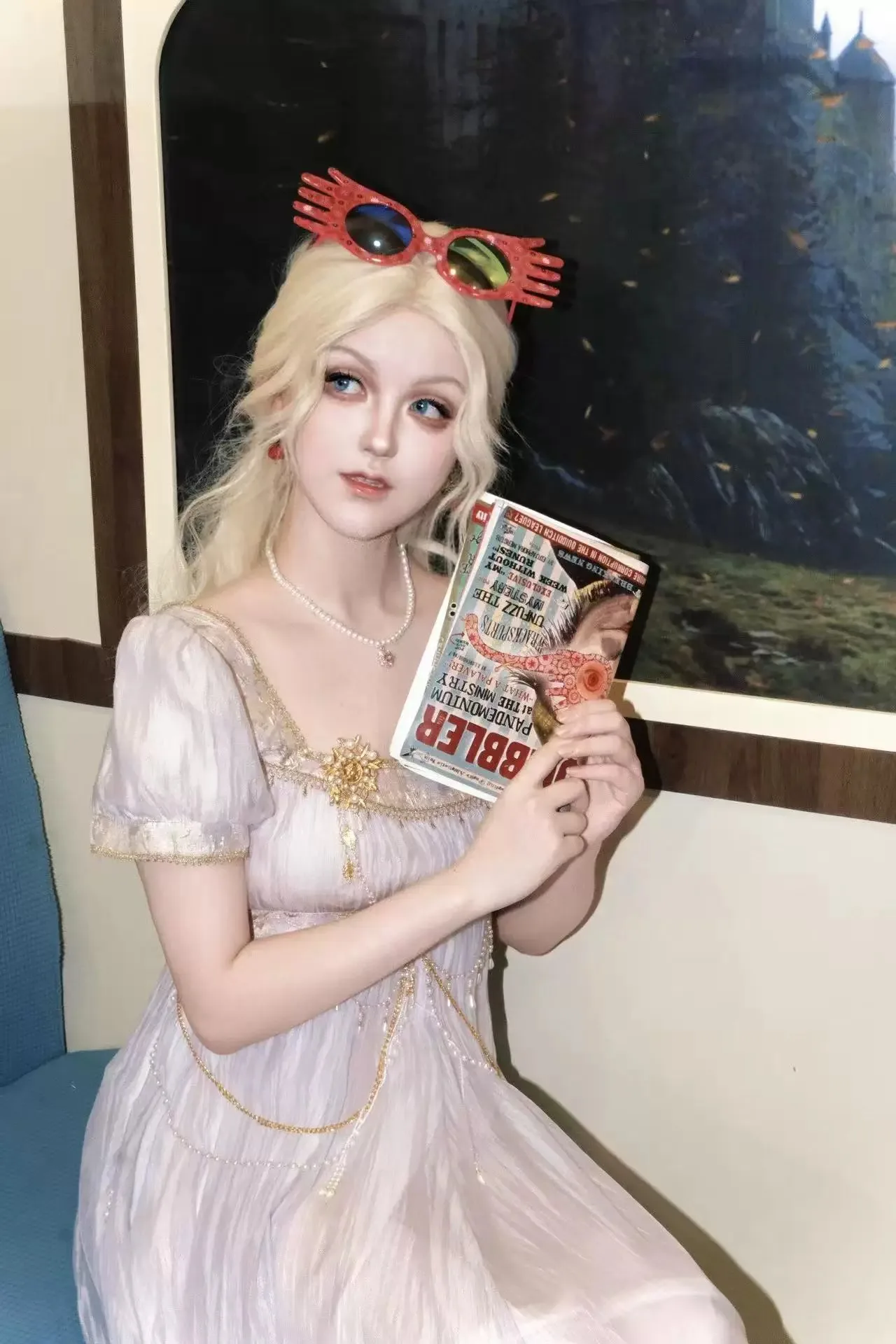 Elegante Abito Formale Stile Harajuku con Vita Impero, Vestito Lolita Vintage Verde con Pizzo e Perline