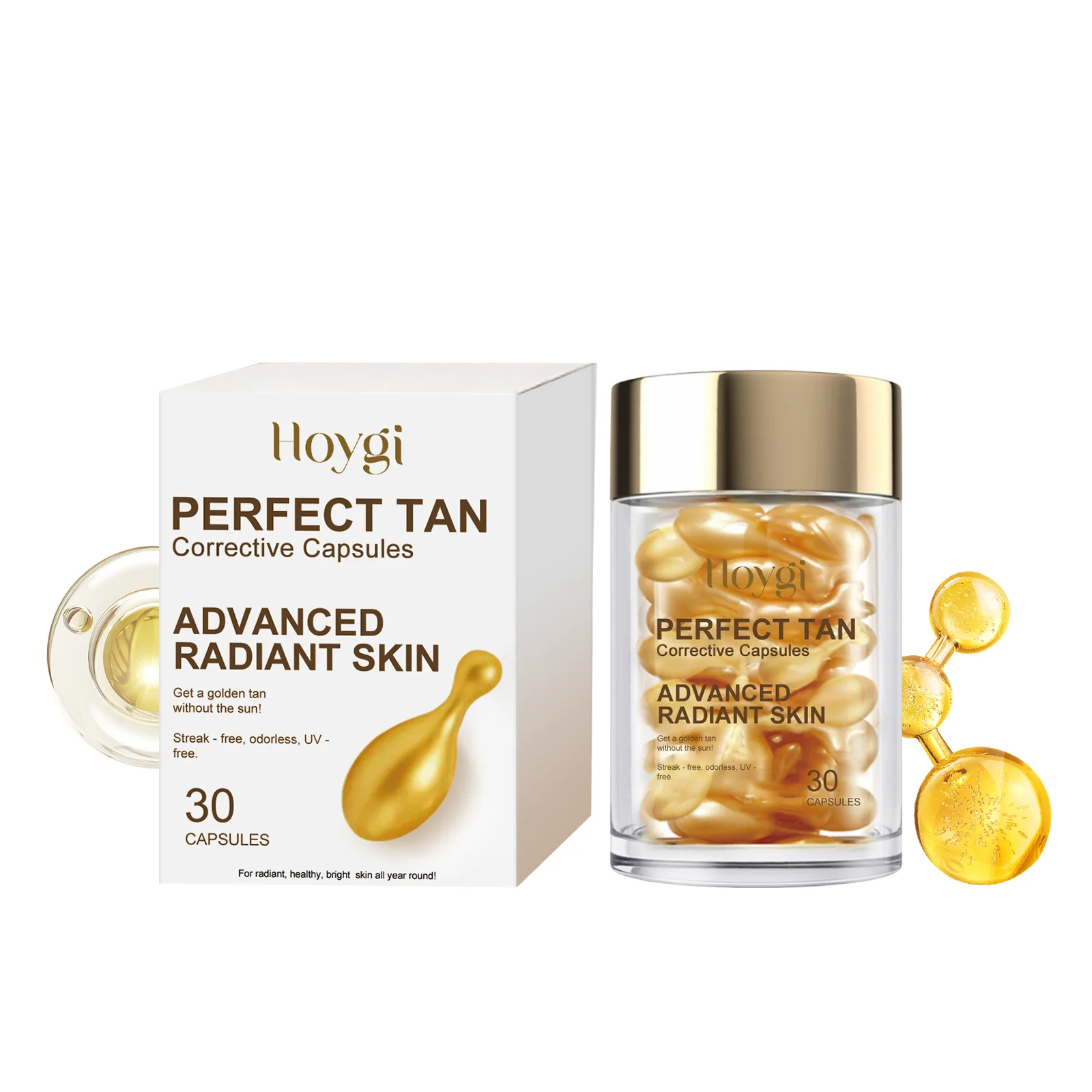 Portable Tanning Capsule UV Prevent Sunburn Tan Accelerator Outdoor Sunbathing Sunless Brightening Self-Tanning Serum