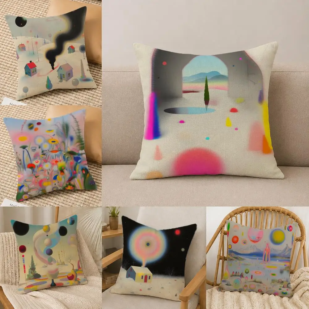 Capa de Almofada de Linho Natural Artista A-Arthur M-Machado, Conjunto de Fronhas, Decoração Completa para Sofá, Quarto e Cadeira