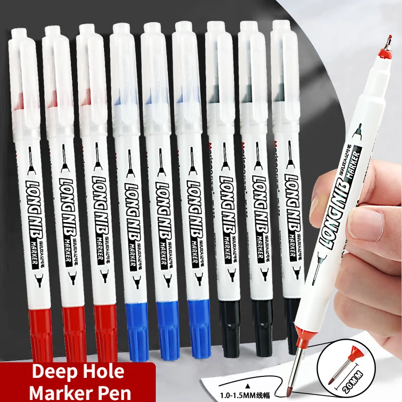 

1/3Pcs Double nib Markers Long Head Markers Pen for Woodworking Tile Decoration Deep Hole Marker Pens Red/Black/Blue/ Ink refill