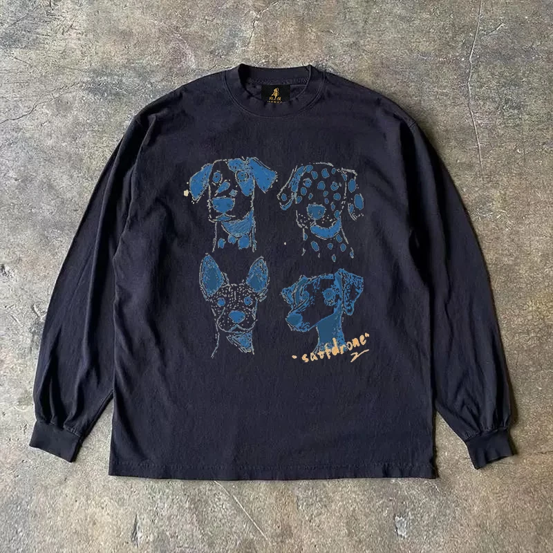 Long Sleeve T-Shirt 310 Pure Cotton Double Thread Women's Style Three Needle Charitable Fundraising Upward Hero American Couple