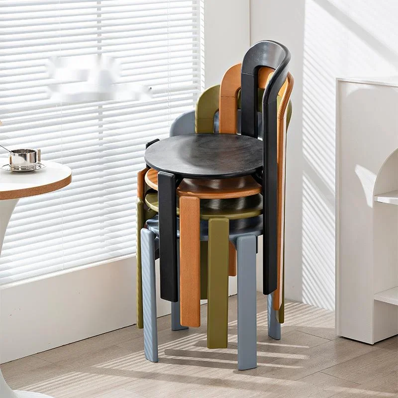 Nordic Light Luxury Solid Wood Dining Chair Modern Family Kitchen Stools Small Family Can Be Stacked Chairs Dining Room