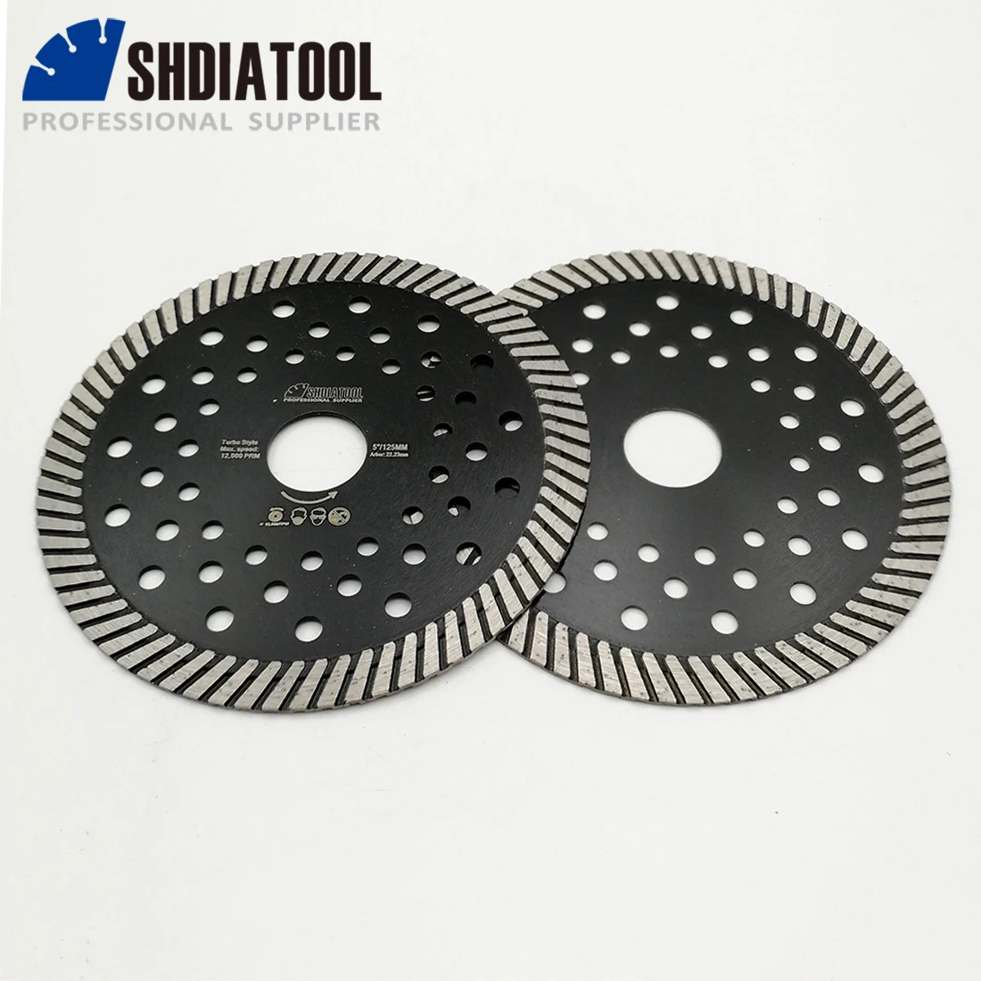 SHDIATOOL 2pcs 5inch 125mm Diamond Cutting Disc Porcelain Tile Marble Cut Plate Hole Narrow Segment Circular Saw Cutter Plate