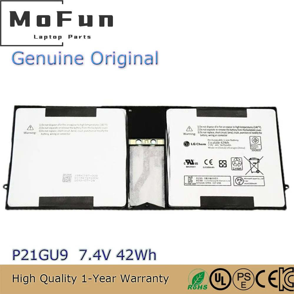 

Оригинальный аккумулятор для ноутбука P21GU9 7,4 В 42 Втч для Microsoft Surface Pro 1 1514 Pro 2 1601 10,6 дюйма