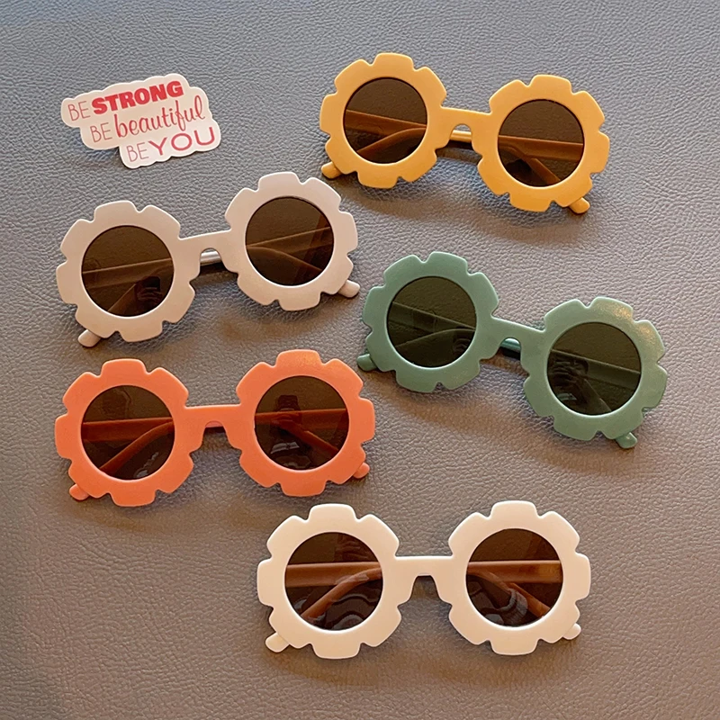 2024 New Children Colors Square Edged Sunflower Sunglasses UV400 Boys Girls Outdoor Cute Protection Sunglasses Kids Sun Glasses