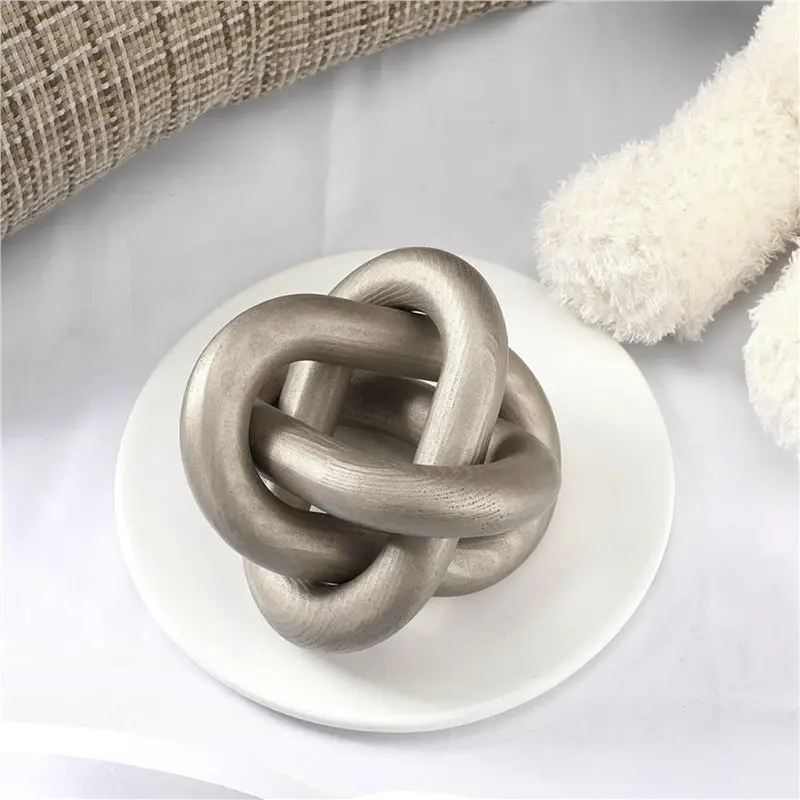 A01F-3 Link Wood Knot Decor - Hand Carved Coffee Table Decoration,Rustic Objects For Home,Living Room Bedroom(Champagne)