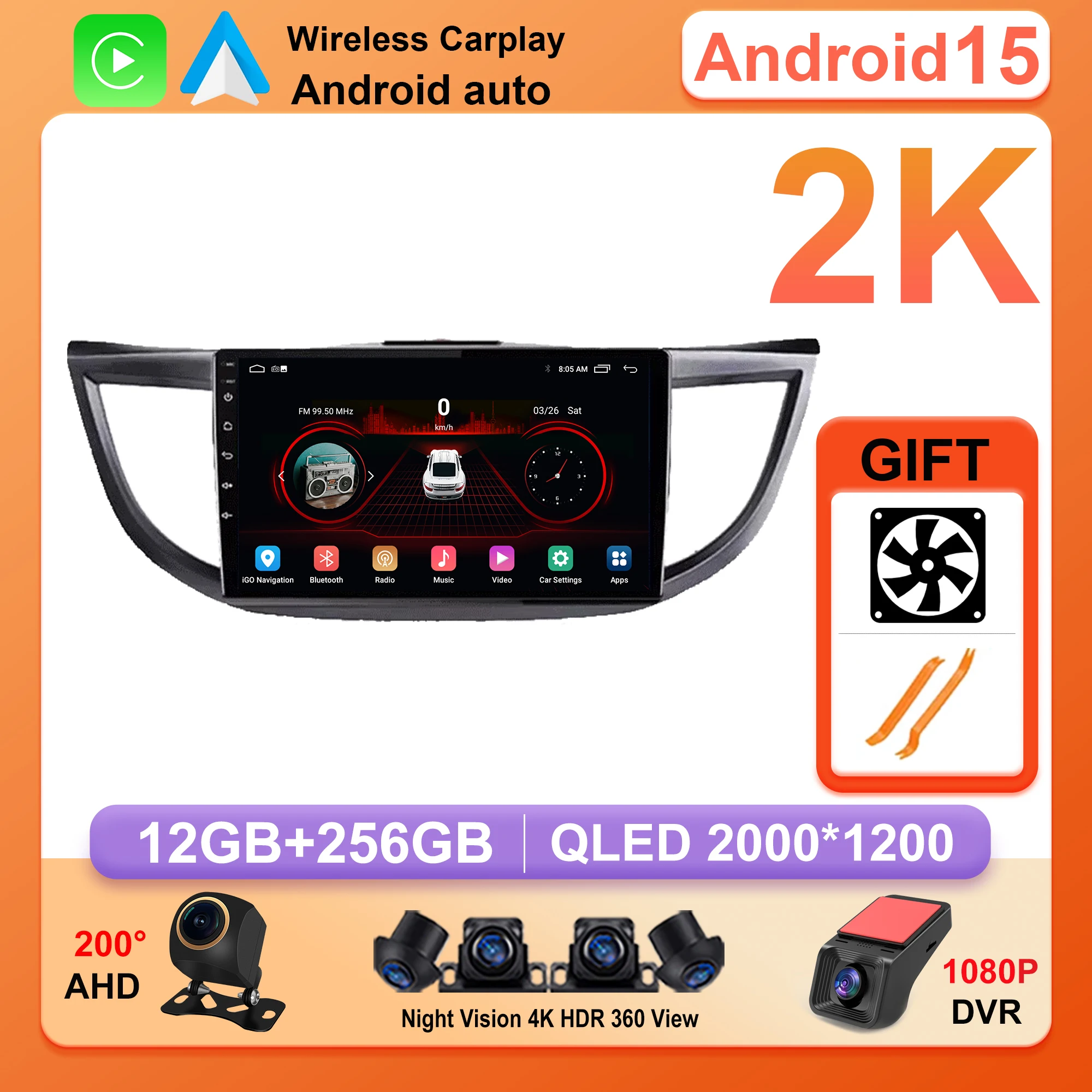 Android For Honda CRV CR-V 2011-2016 Car Player 5G Auto Radio Multimedia 2Din DVD GPS Video Navigation Carplay DSP Rear camera