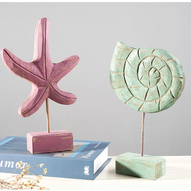 Marine Life Sculptures, Mediterranean Style, Conch and Seahorse Marine Decorations, Home Sculptures, Ornaments, Gifts