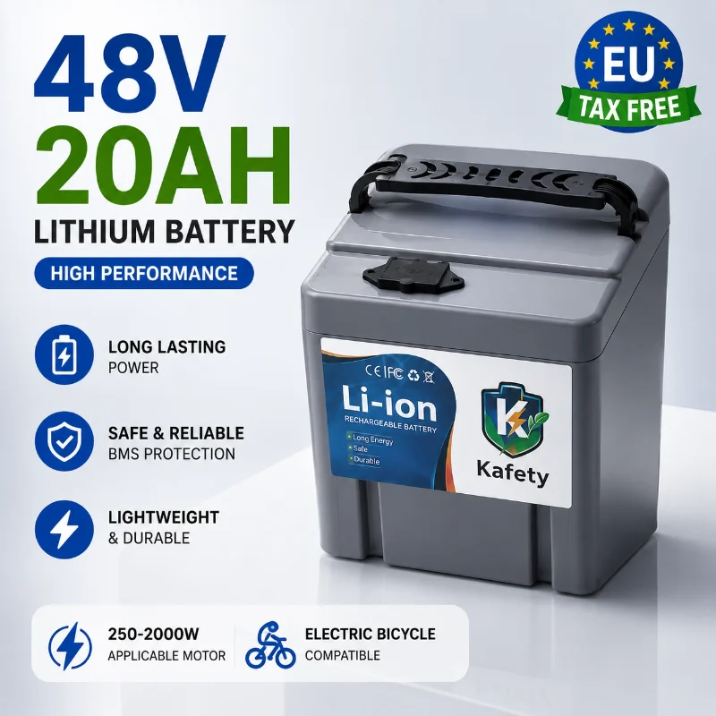 48V 20Ah Wiederaufladbare Lithium-Ionen-Batterie 18650 Batteriepack für E-Bike Elektrofahrrad Motorrad Dreirad 250-3000W Motor Hohe Kapazität Eingebautes BMS Lange Lebensdauer Polen EU Lagerbestand