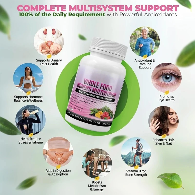 Women's Multivitamin Containing 44 Organic Whole Foods And Fermented Nutrients -60 Vegetarian Capsules