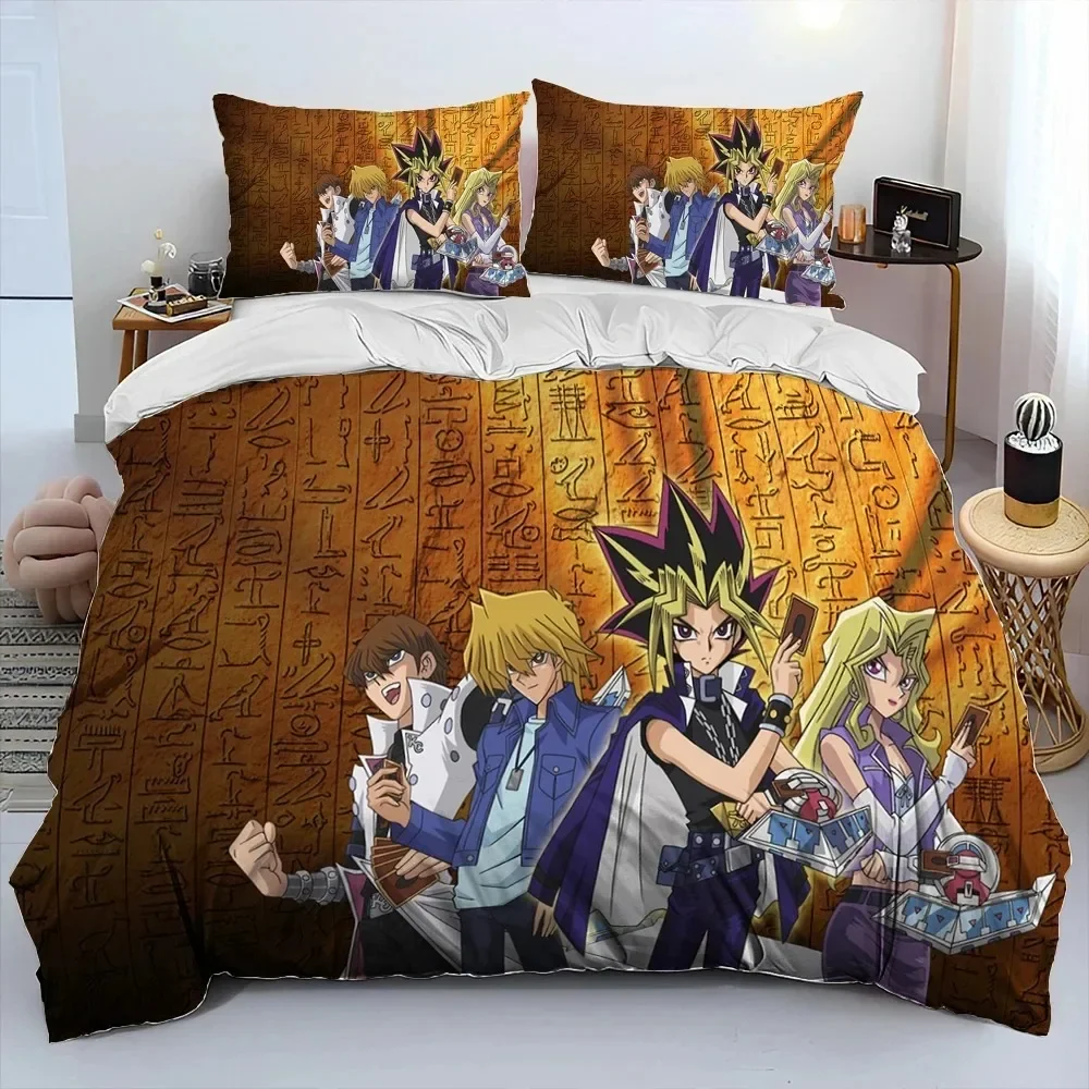 Set Seprai Nyaman Anime Kartu MONSTER Yu-gi-oh 3D, Set Seprai Selimut Penutup Sarung Bantal, Set Seprai Ukuran King Queen Anak Laki-laki