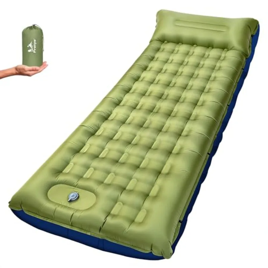 

Sleeping Pad for Camping - 5.5" Ultra-Thick Camping Mattress with Pillow, Built-in Feet Pump, Compact Portable Camping Mat for