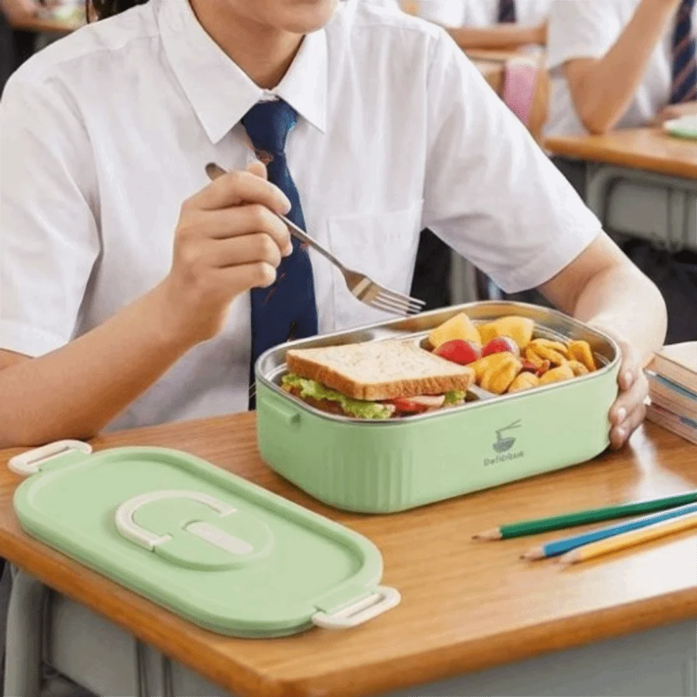 Leak Proof 304 Stainless Steel Lunch Box Airtight Lid Microwave Safe Food Container Stackable Fruit Salad Container Travel
