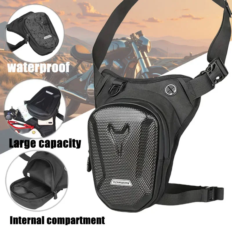 Bolsa de pierna para motocicleta para hombre, riñonera de ocio para acampar, riñonera de viaje, senderismo, montañismo, bolsillo al aire libre impermeable