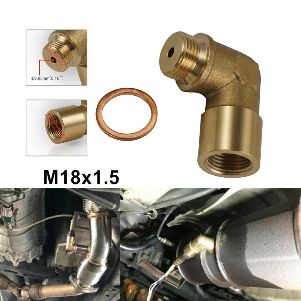 Universal Brass Fitting M18 x 1.5 Connector Plug Kit P0420  P0430 Exhaust 90 Degree O2 Oxygen Sensor Spacer Extender Tools