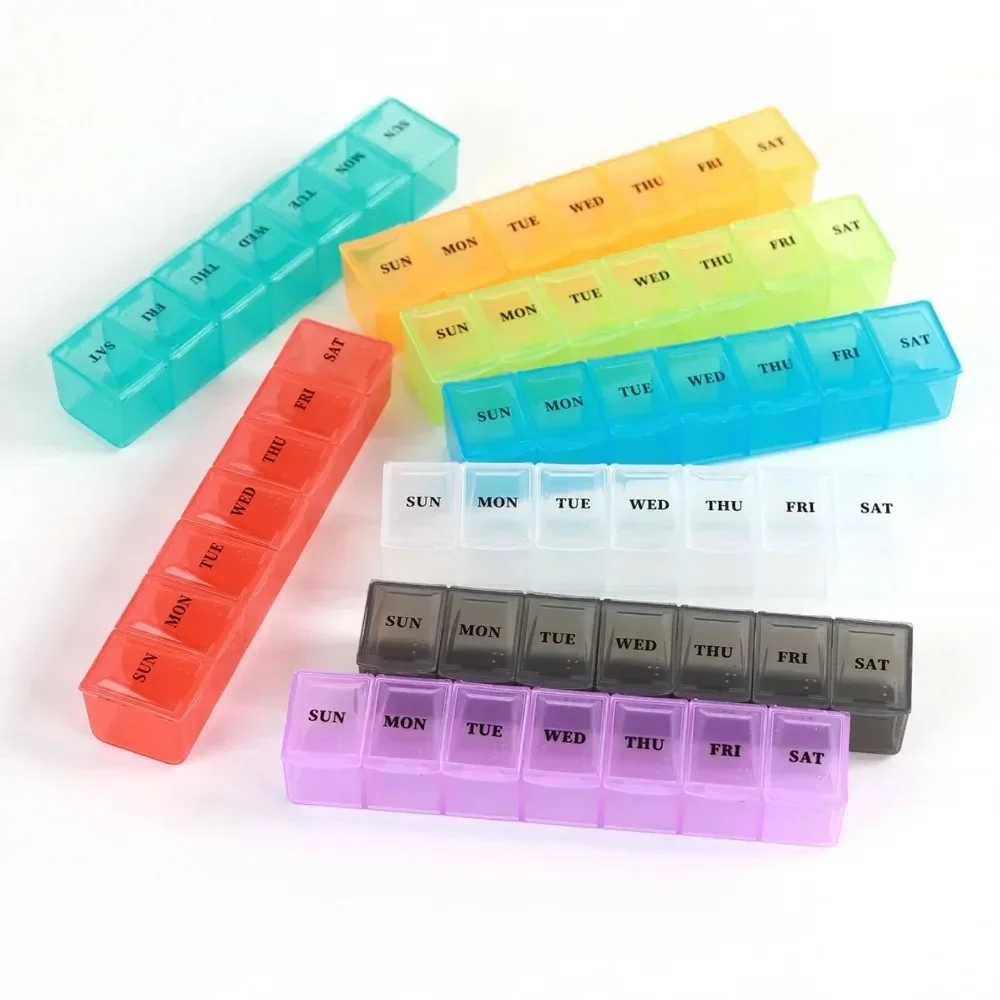 Hot New Weekly Premium Portable 7 Grids 1 Times A Day Pill Cases Box Storage Organizer Container for Vitamins Medicine Fish Oils