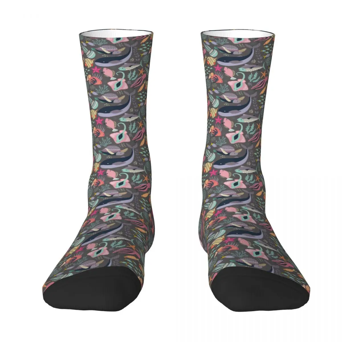 Marine Life Stockings Fish Turtle Star Pattern Custom Retro Socks Spring Anti Skid Socks Adults Men Cycling Breathable Socks