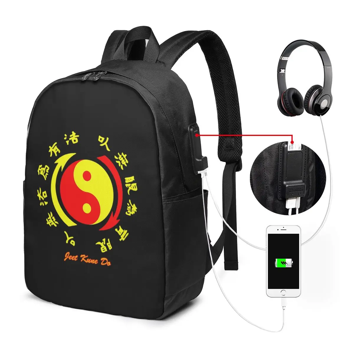 Jeet Kune Do Martial Art Academy  Wing Chun Legend  Backpack Travel Notebook Bag Computer College Student School Bag Laptop