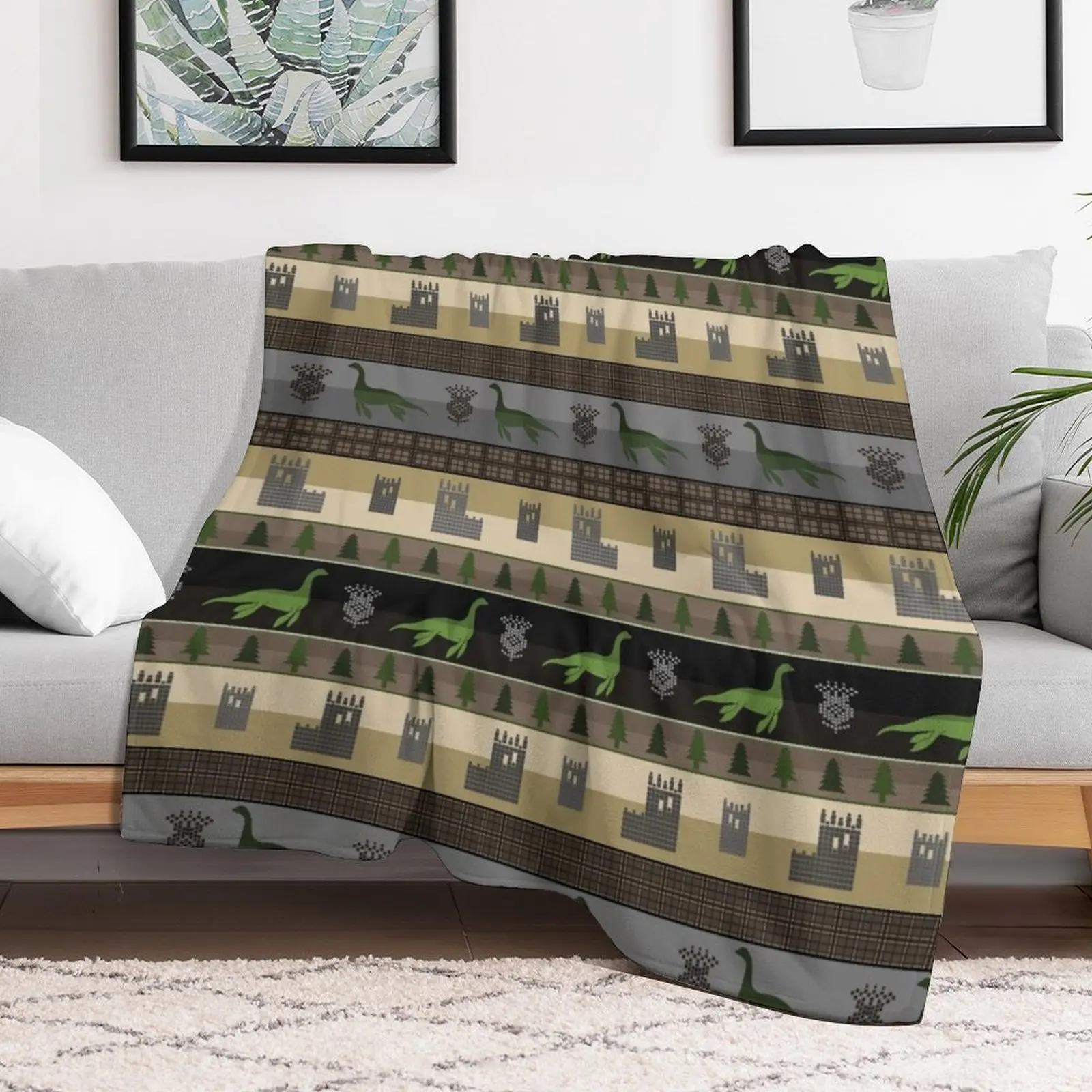 Loch Ness Fair Isle Throw Blanket Picnic manga Decoratives Sleeping Bag Blankets