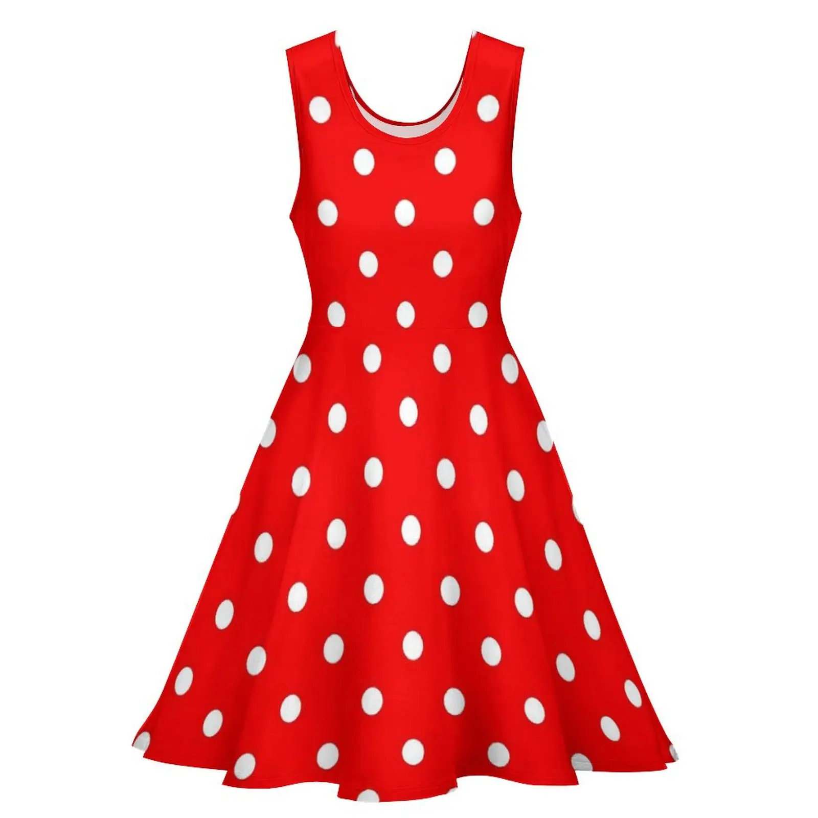 Retro Polka Dots Dress Red And White Vintage Dresses High Waist Casual Skate Dress Woman Design Vestidos Birthday Present