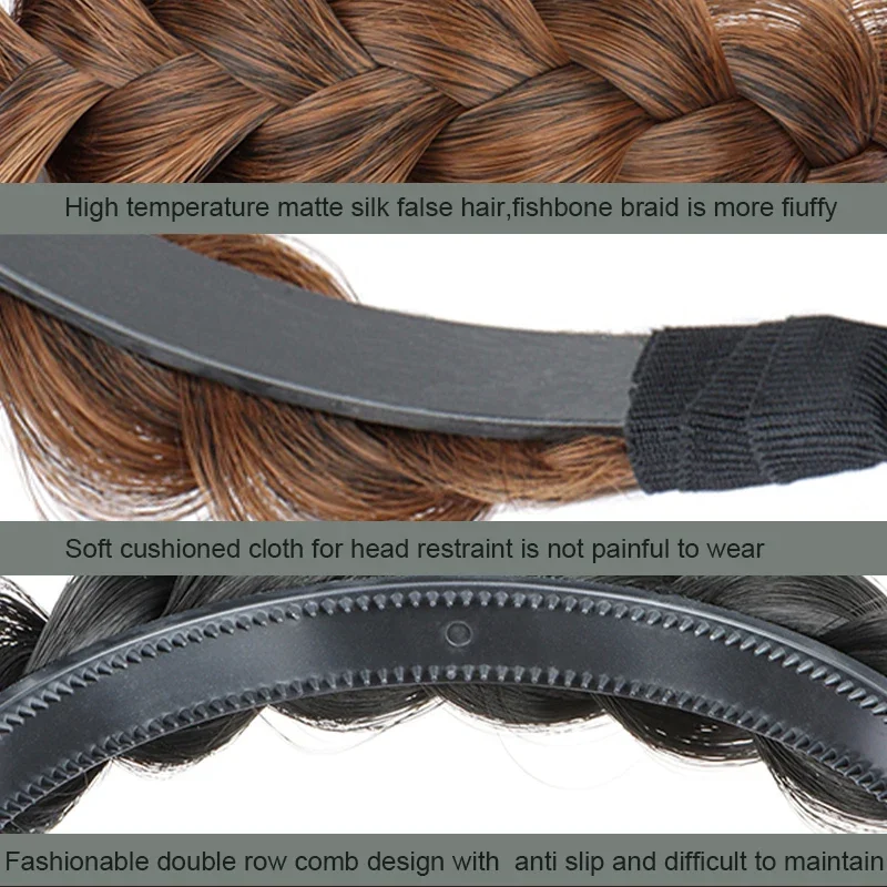المرأة شعر مستعار تويست مضفر عقال هوب موضة إكسسوارات الشعر شريط مرن غير قابل للانزلاق للنساء والفتيات #4