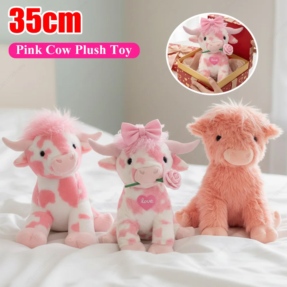 

35cm Pink Highland Cow Cute Plush Stuffed Cartoon Toys Stuffed Doll Toy for Boys Girls Women Birthday Present Gifts Age 3+
