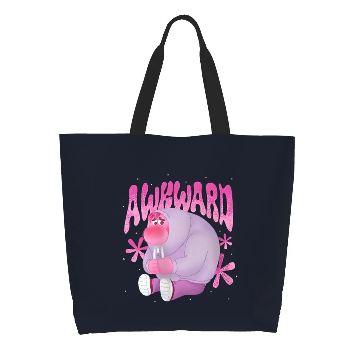 

Custom Inside Out Groceries Shopping Bag Cute Canvas Shopper Tote Shoulder Bags Big Capacity Portable Adventure Cartoons Handbag