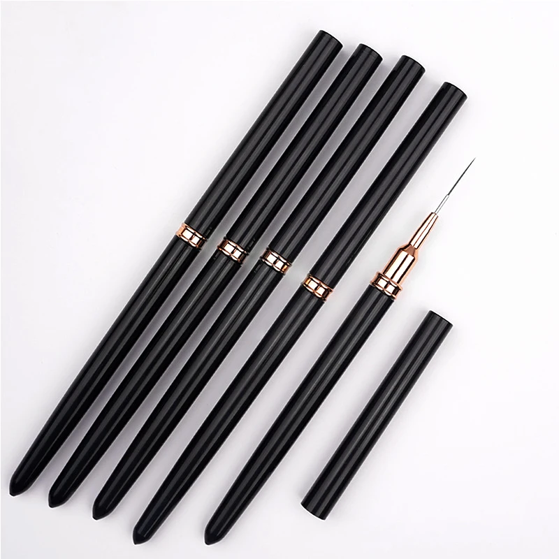 Black Nail Art Liner Brushes Elongated Lines Striping Drawing UV Gel Painting Nail Design Pen for Long Lines Thin Details Pen