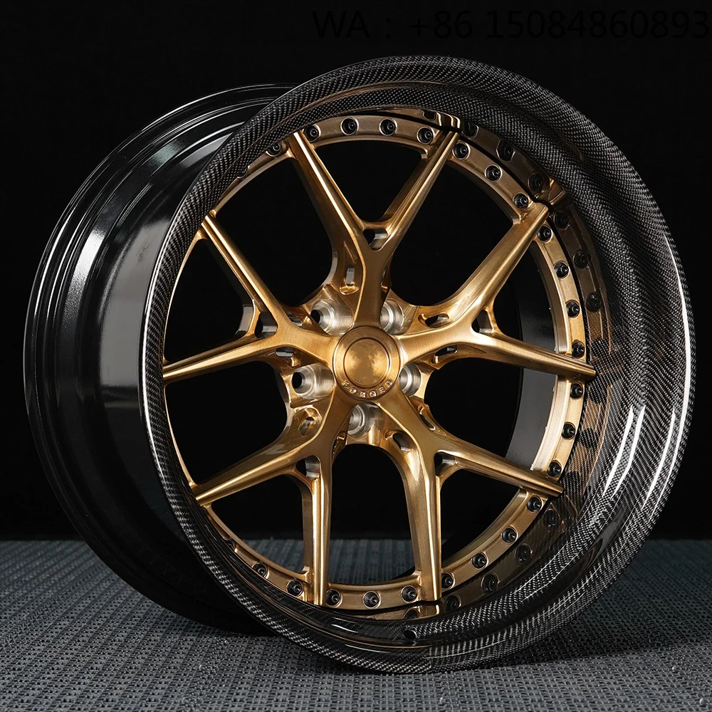 

18-24 Inch 2-Piece Forged Wheel, Custom Carbon Fiber Lip Hub 5x120 5x112 For Luxury Supercar Refitting