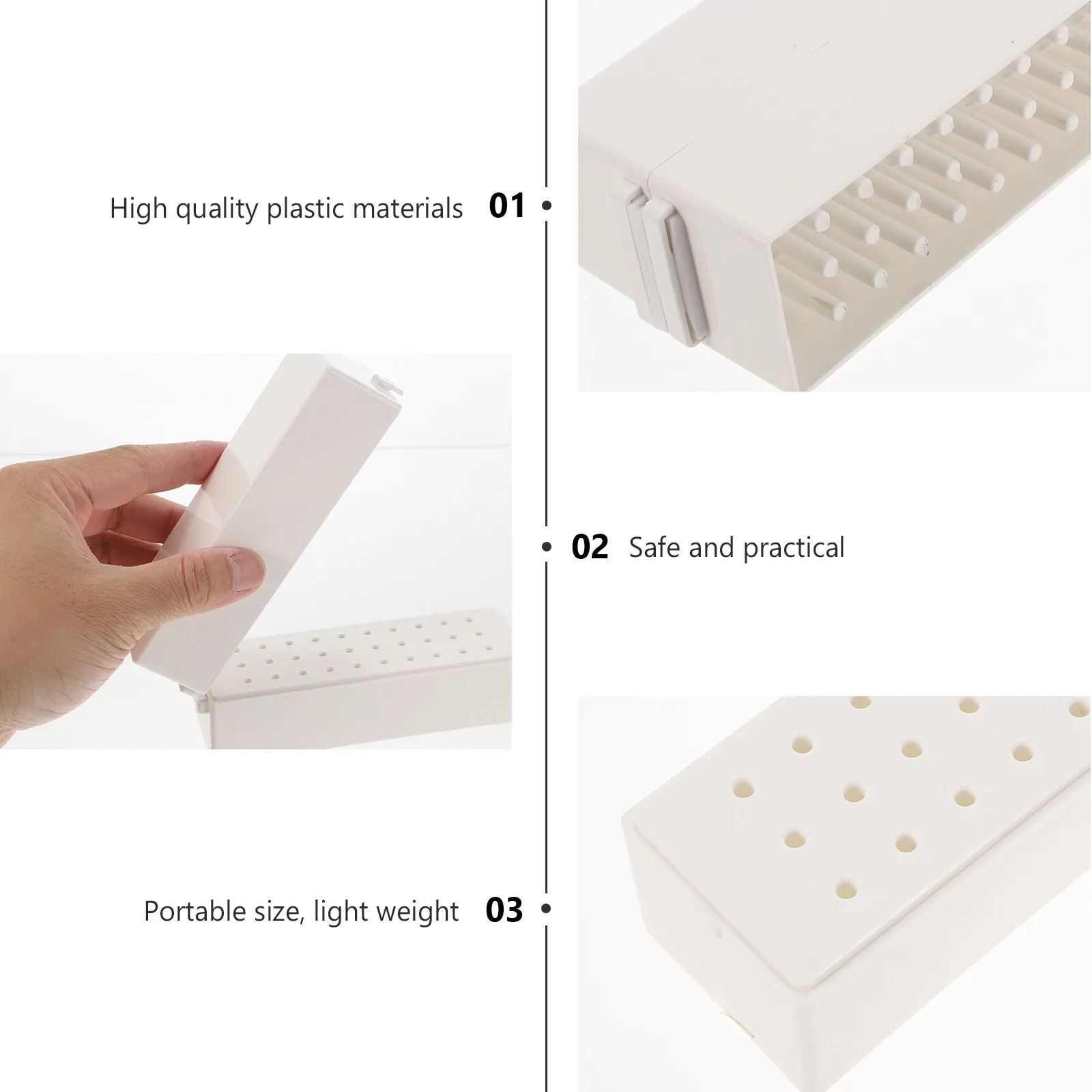 

Портативный пластиковый контейнер на 30 отверстий для хранения насадок для маникюра, демонстрации и ухода за инструментами